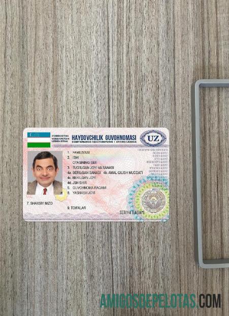 Carteira de motorista do Uzbequistão 2017 presente fotolook frente modelo